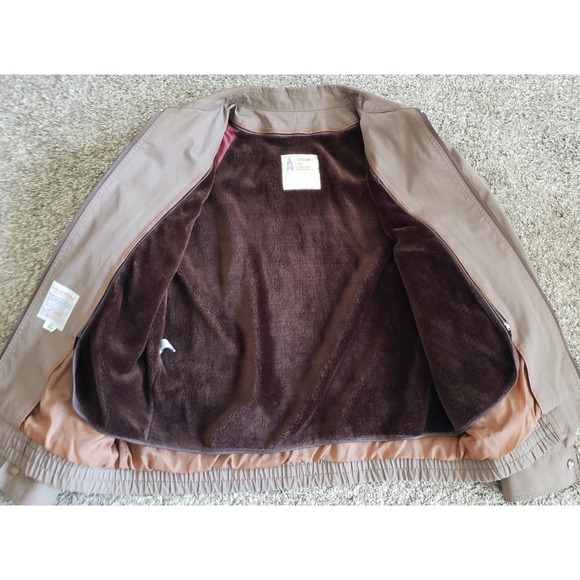 Vtg London Fog mens collard jacket with zip out fur lining pockets 42 Reg Khaki - Picture 7 of 11